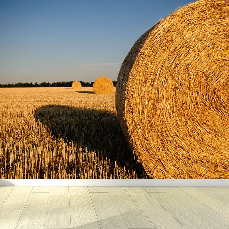 Farmland Haystack Mural Wallpaper Contemporary Non-Woven Fabric Wall Decor for Home