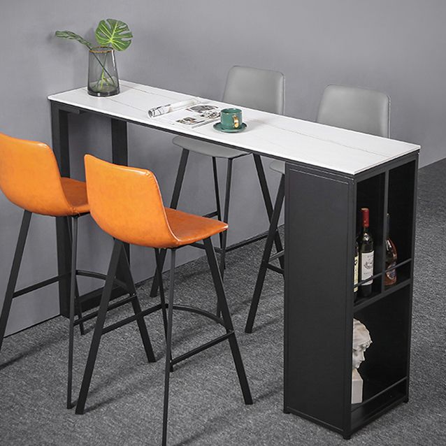 Gray White and Black Modern Style Bar Table in Marble and Metal Milk Tea Shop Bar Table