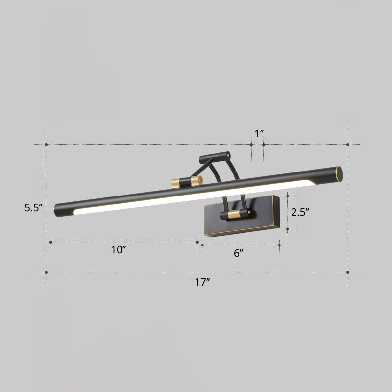 Minimalist Tube Shaped Vanity Light Fixture Acrylic LED Wall Mount Lamp with 3-Joint Swing Arm