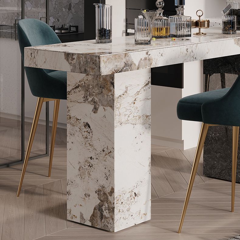 Modern Pub Dining Set 1/2/3/4/5 Pieces Stone Top Rectangle Indoor Counter Height Pub Set