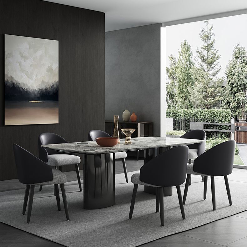 Modern Kitchen Table with Marble Top Metal Legs for Dining Room