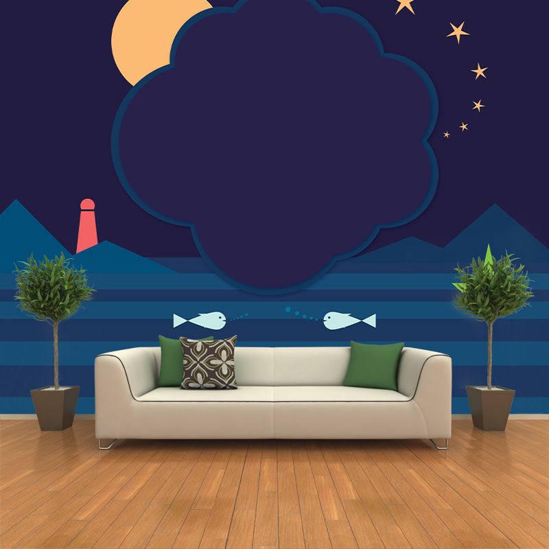 Landscape Illustration Mural Wallpaper Environment Friendly Bedroom Wall Mural