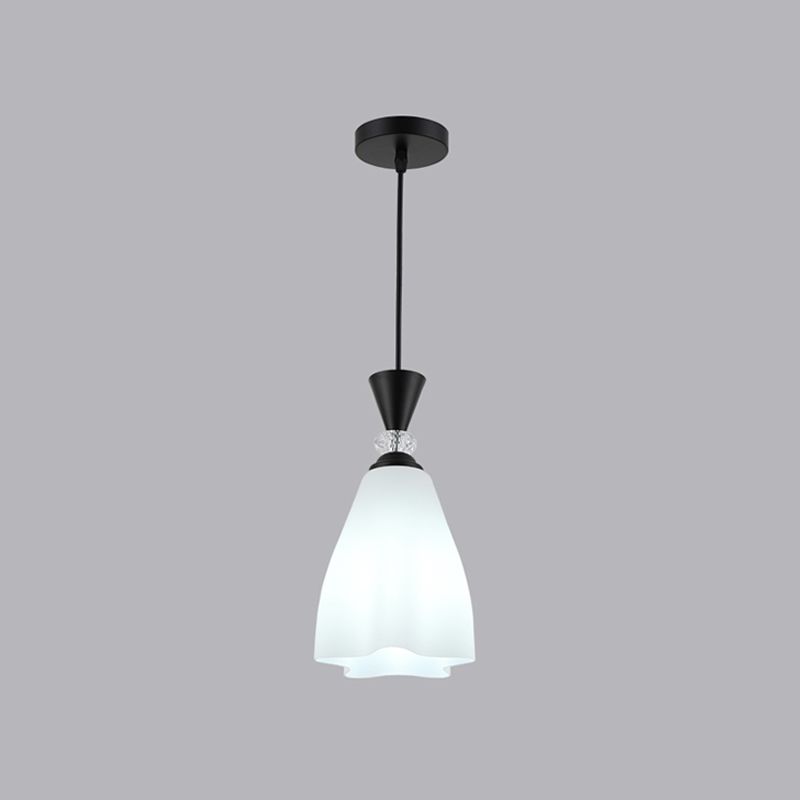 Bloemen diner hanglampverlichting minimalistisch wit glas hangende verlichtingsarmatuur