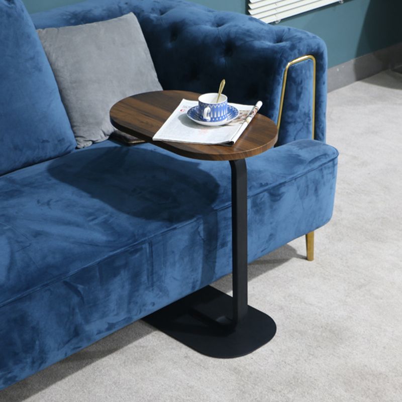 Modern Pedestal End Table Elliptical Faux Wood Top Side Table - 19.69" W