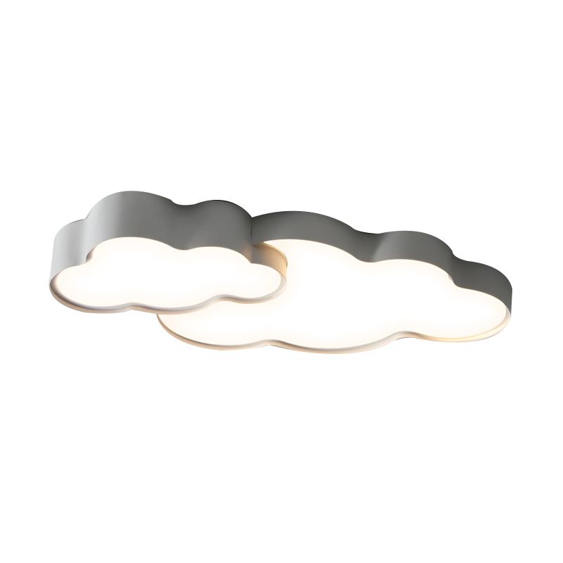 Cloud Shape Flush Light Modern Style Metal 1/2 Lights Flush Mount in White