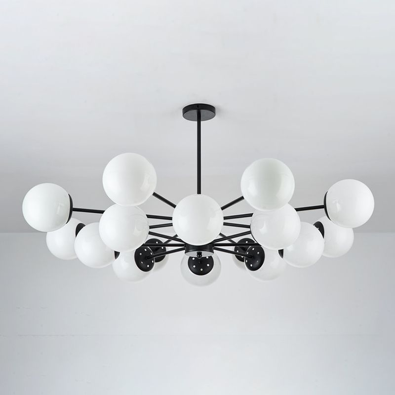 White Glass Modern Pendant Light Sputnik Global Ceiling Light for Living Room
