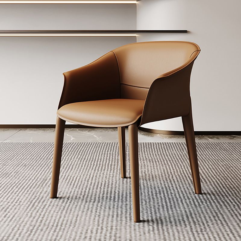 Modern Style Metal Dining Chairs Leather Arm Dining Room Chairs for Home Use