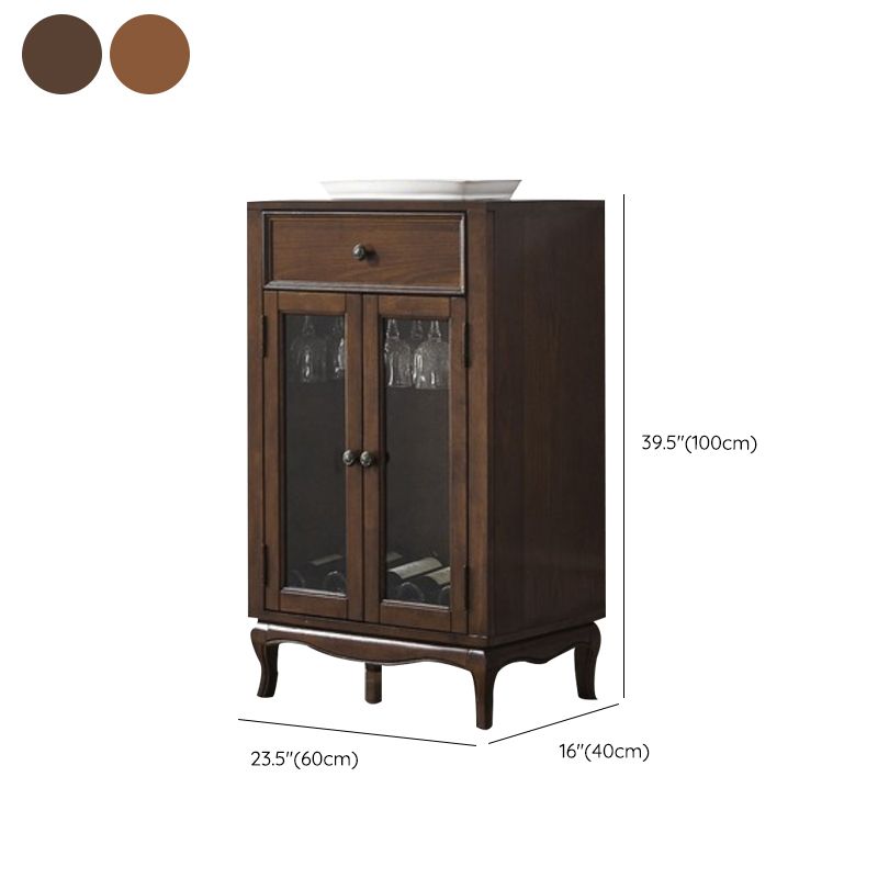 Traditional Rubber Wood Display Stand Glass Doors Hutch Cabinet with Doors for Dining Room