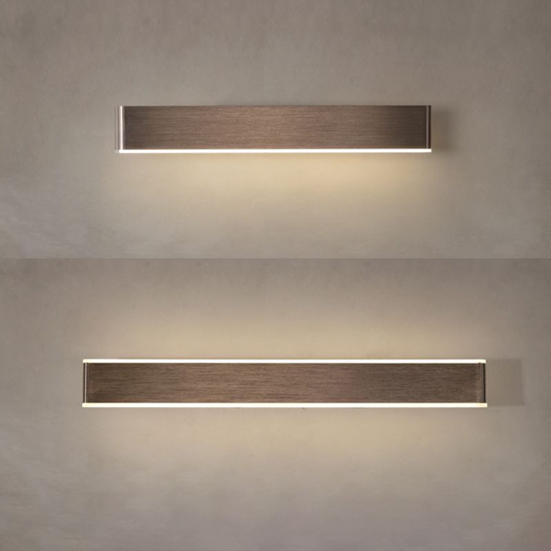Brown Rectangular LED Wall Lamp in Modern Artistic Style Aluminium Rotatable Wall Light for Bedroom