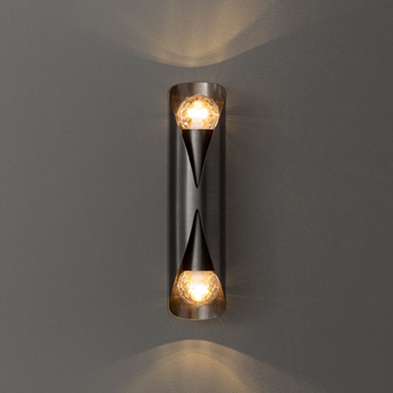 Solid Brass Wall Light Post Modern Tube Shape Wall Mounted Sconce with 2 Lights