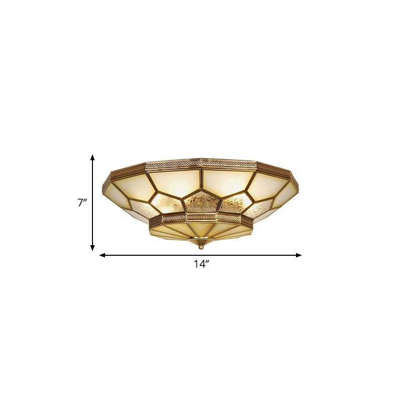 3/4/6 Luci Lampada da Soffitto Soggiorno Tradizionale Ottone Flush Mount con Sfumato Vetro Frosted Shade, 14"/18"/21.5" W