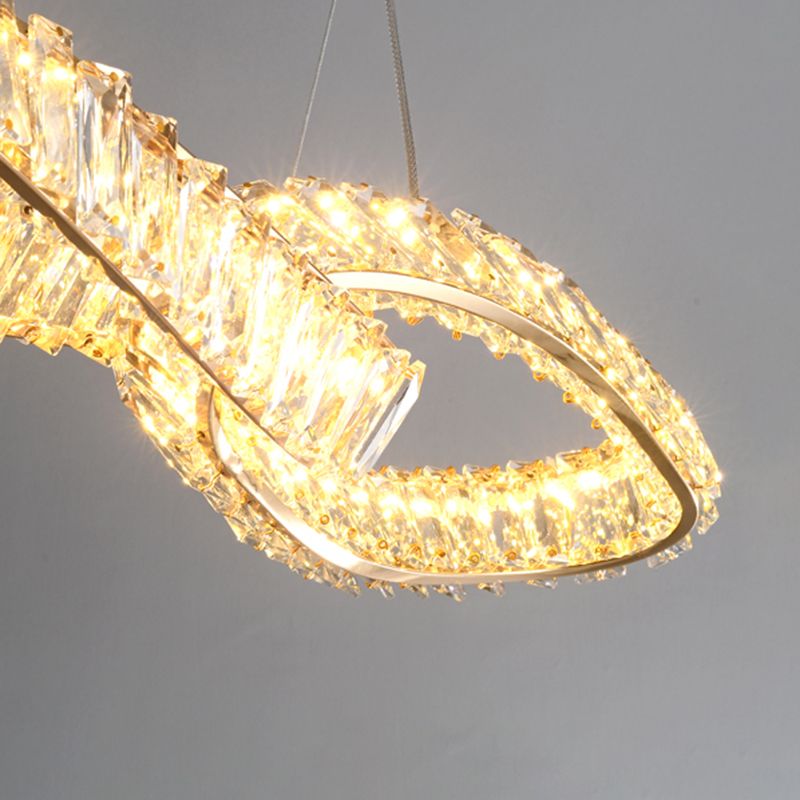Nordic Style Crystal Hanging Lamp Geometry Shape Island Light Fixture for Bedroom