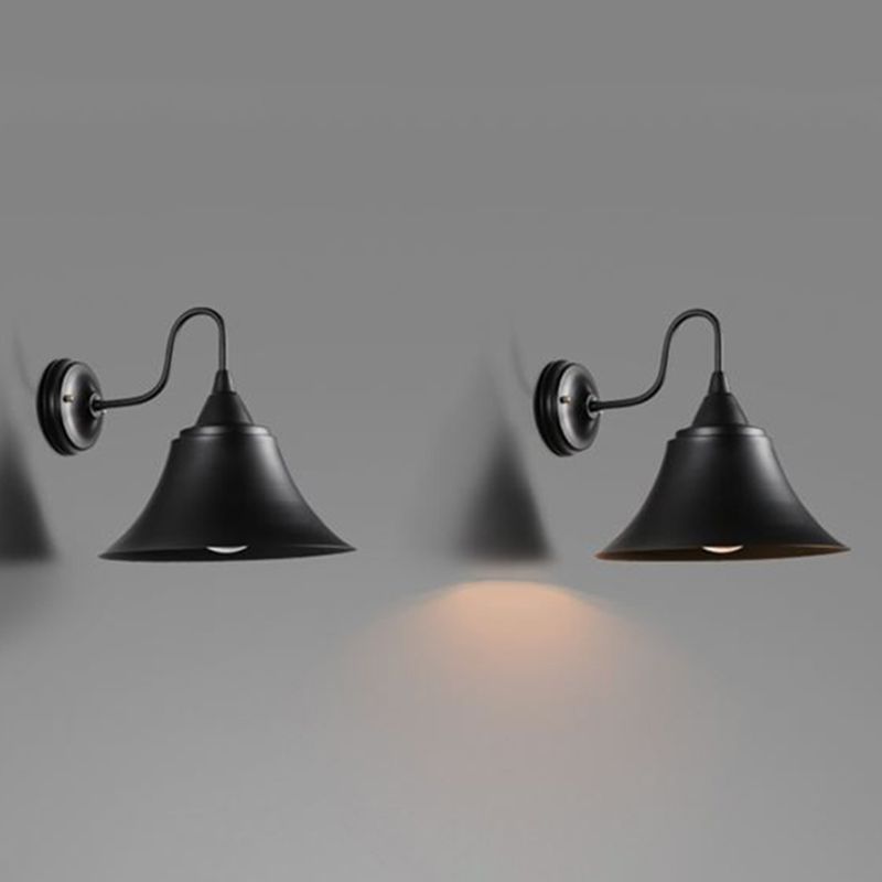 1-Light Wall Sconce Industrial Outdoor Sconce Lighting With Metal Shade