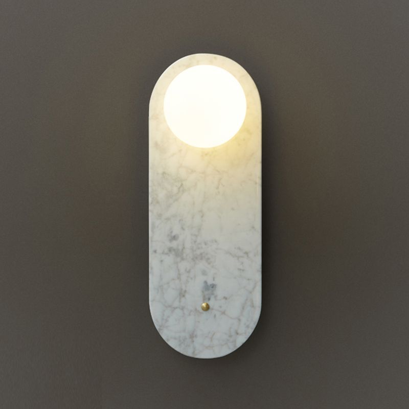 Nordic Style Marble Wall Light Geometric 1 Light Wall Sconce with Glass for Bedroom