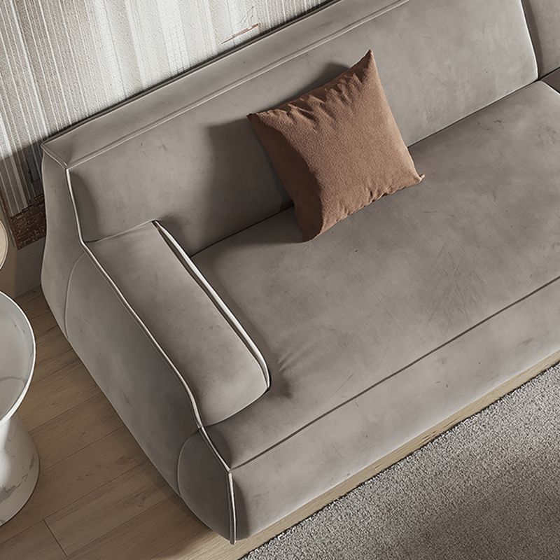 Grey Contemporary Leather Match Pillow Top Arm Standard Sofa for Living Room
