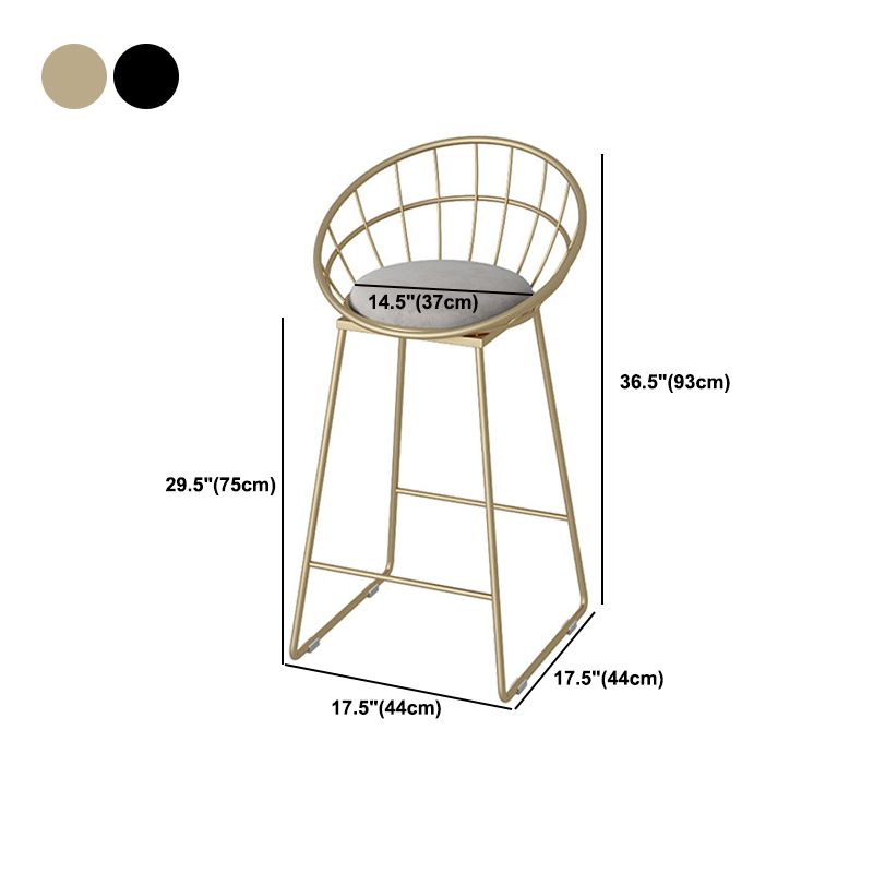 Modern Footrest Bar Stool Low Back Grey Bar & Counter Stool for Living Room