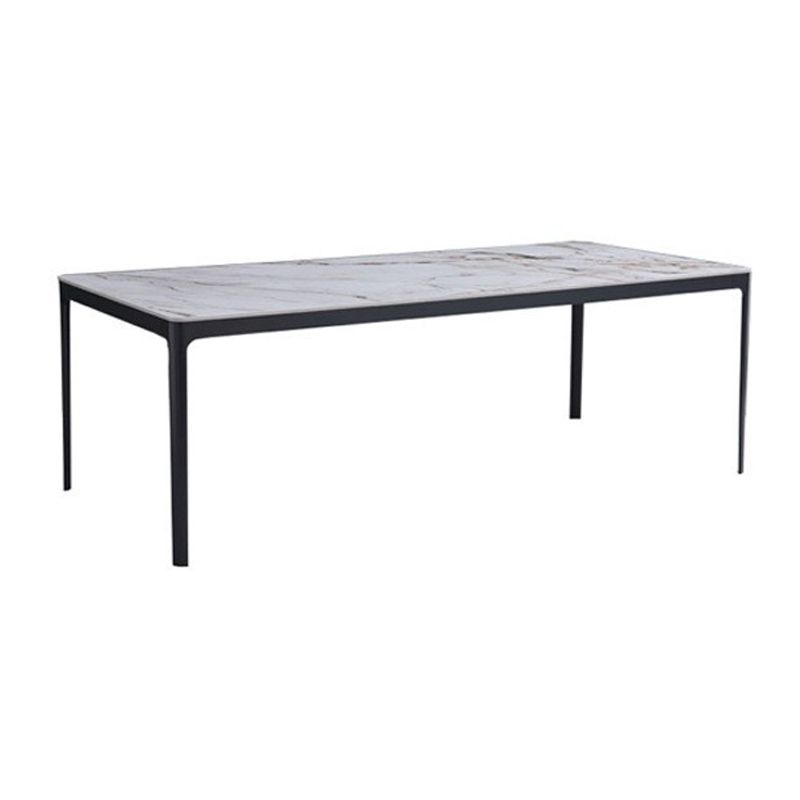 Metal Contemporary Rectangular Dining Table with 4 Legs Sintered Stone Table for Home