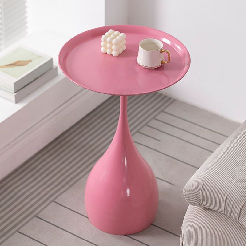 Mid-century Modern Round Modern Style Metal Table with Pedestal Base Side Table