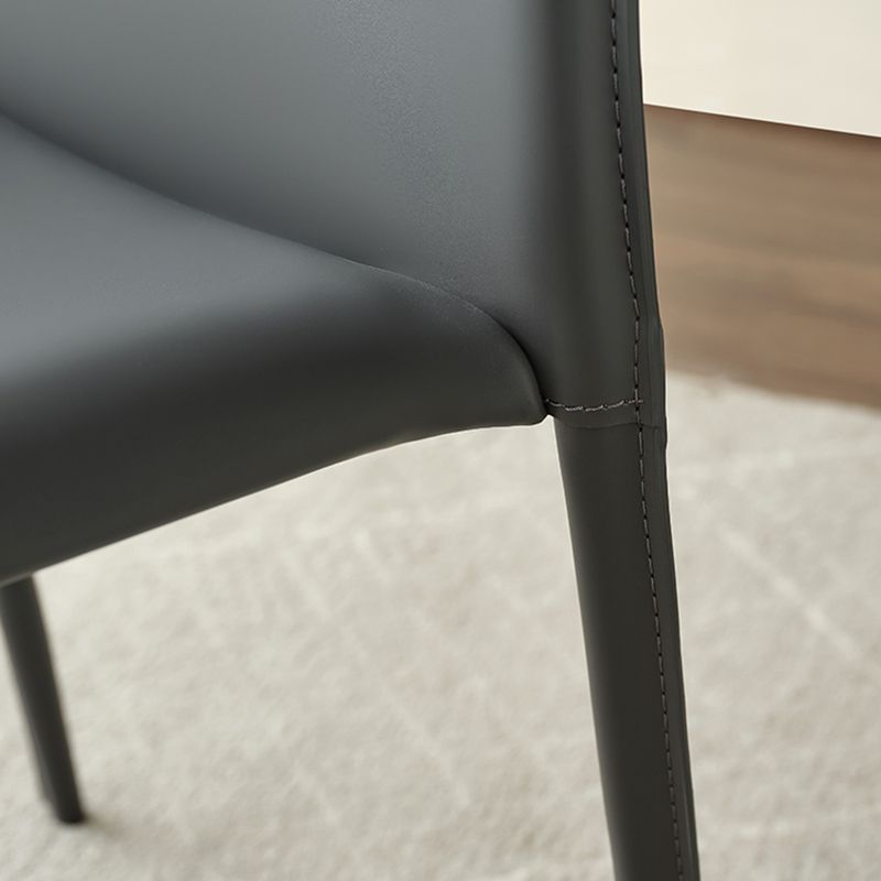 Faux Leather Upholstered Indoor Chair Matte Finish Solid Back Side Chair