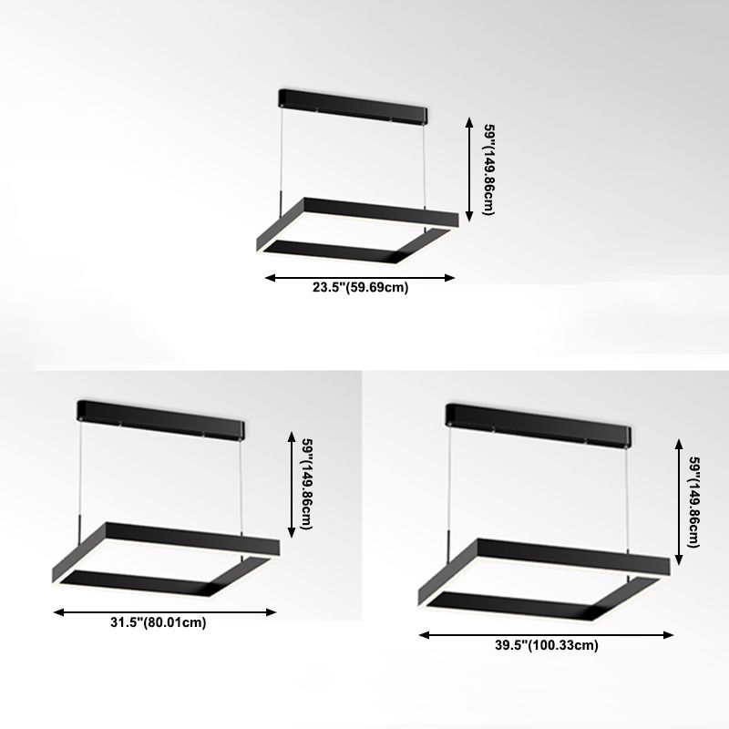 Multi Lights Square Pendant Chandelier Modern Style Metal Hanging Lamps