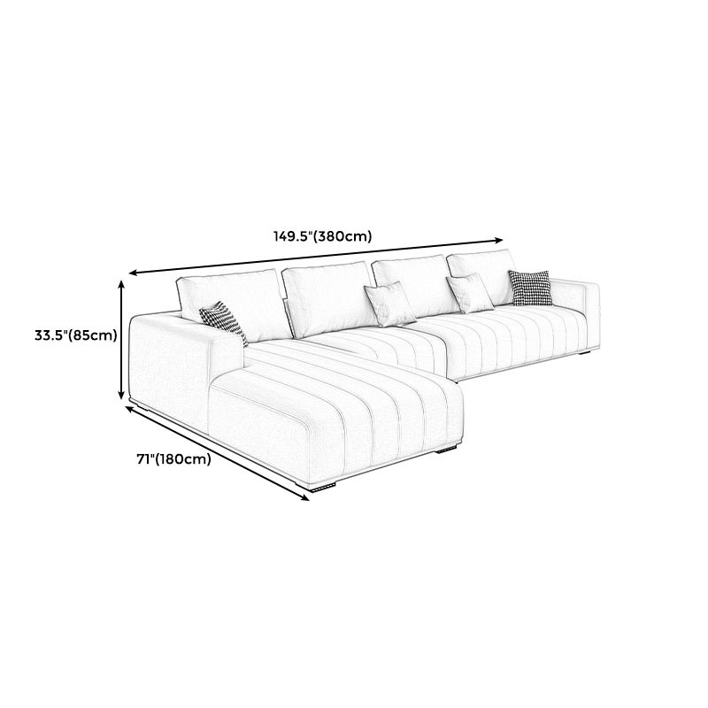 Beige Modern Faux Leather Square Arm Sofa/Sectional with Pillowed Back Cushions