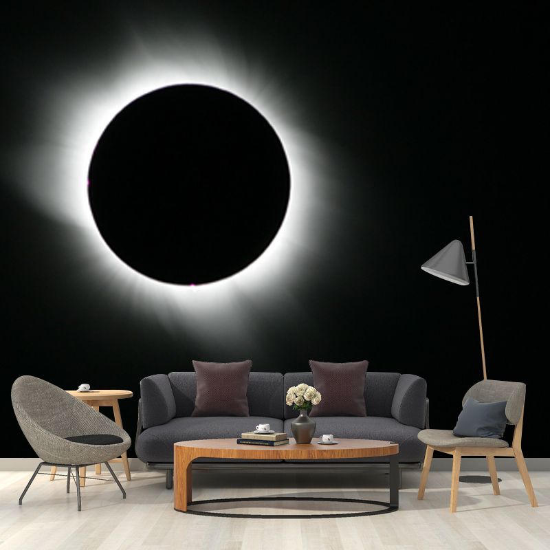 Waterproof Moon Eclipse Mural Wallpaper Modern Non-Woven Wall Decor, Custom-Printed