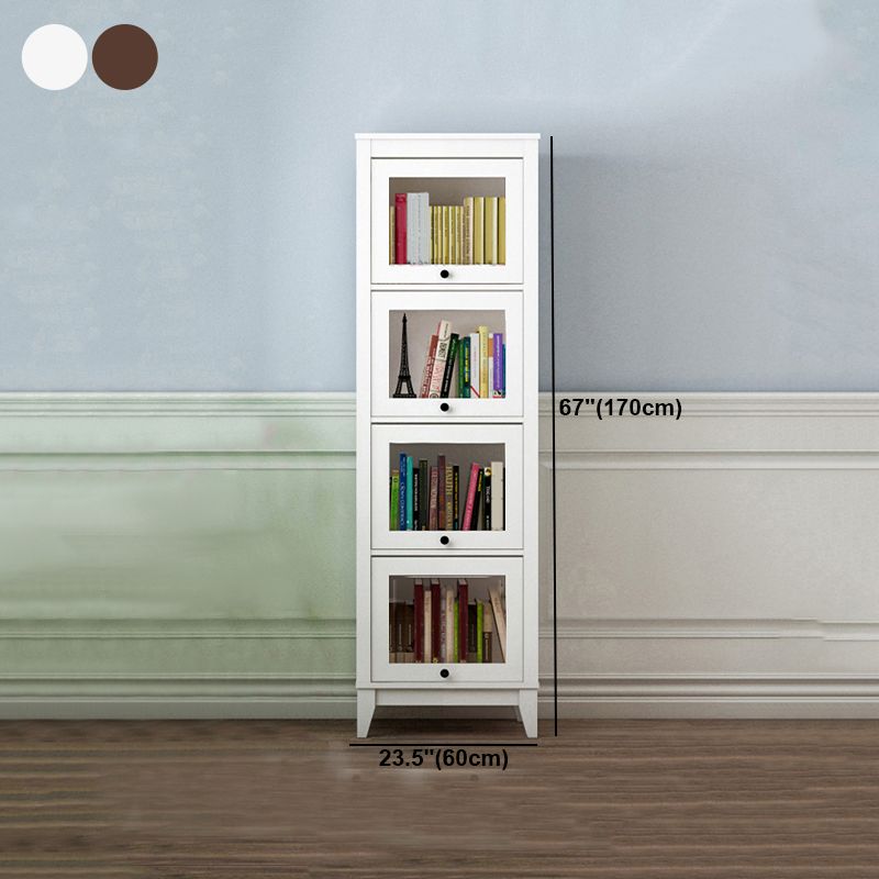 Manufactured Wood Bookcase Contemporary Standard Bookshelf with Glass Doors