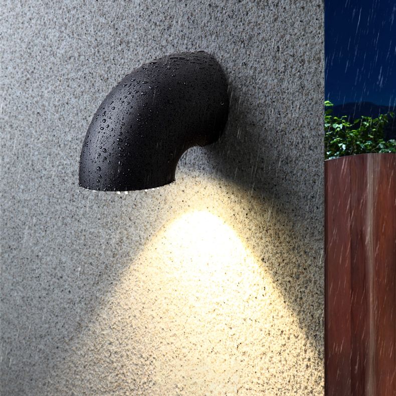 Matte Black Plumbing Pipe Wall Lamp Industrial Metal Courtyard LED Wall Sconce Light