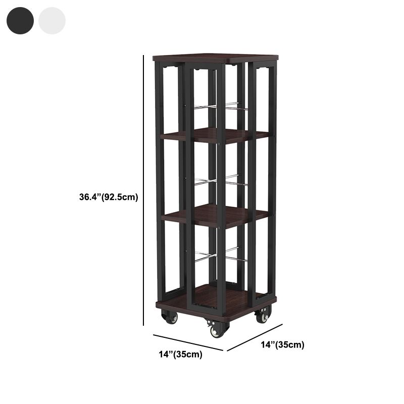 Contemporary Standard Shelf Metal Shelf Bookcase with Casters