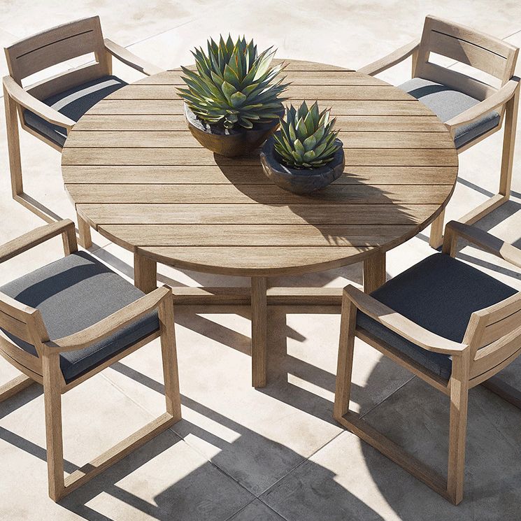 Modern Natural Patio Dining Chair with UV Protective Finish Cushion