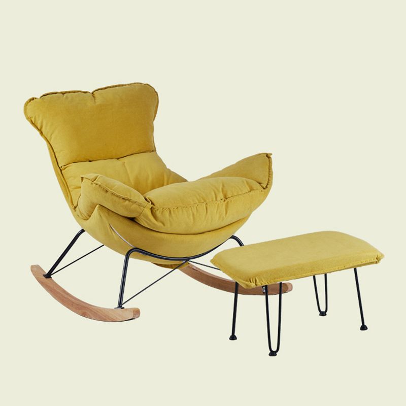 Contemporary Rocking Chair Fabric Upholstered Tufted Wing Chair Back Baby Rocking Chair