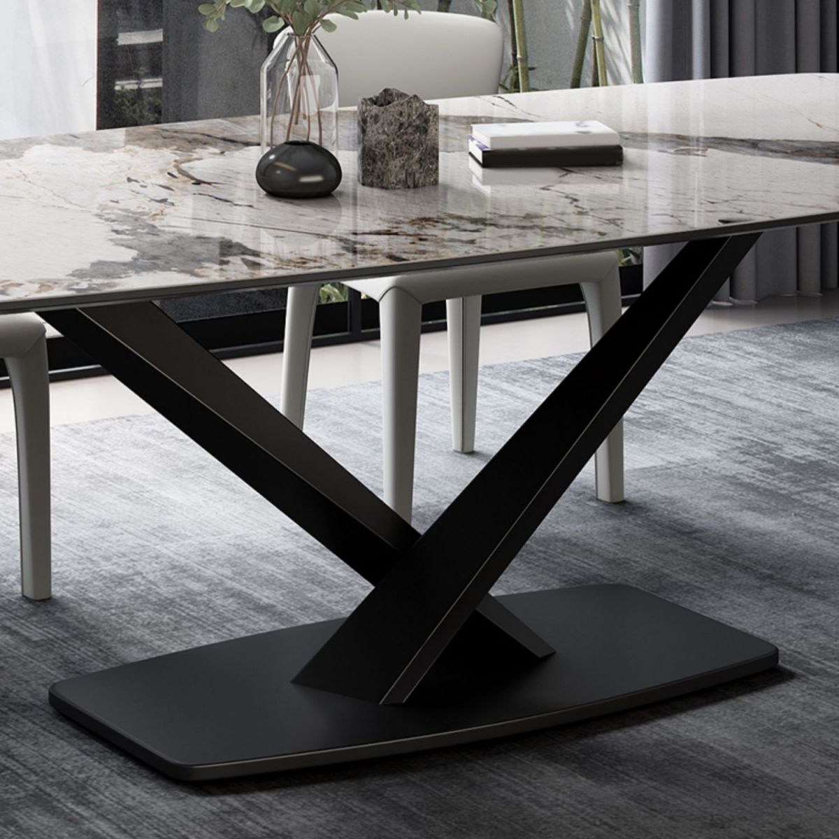 Nordic Dining Room Set 1/4/5 Pcs Stone Dining Set for Home Use