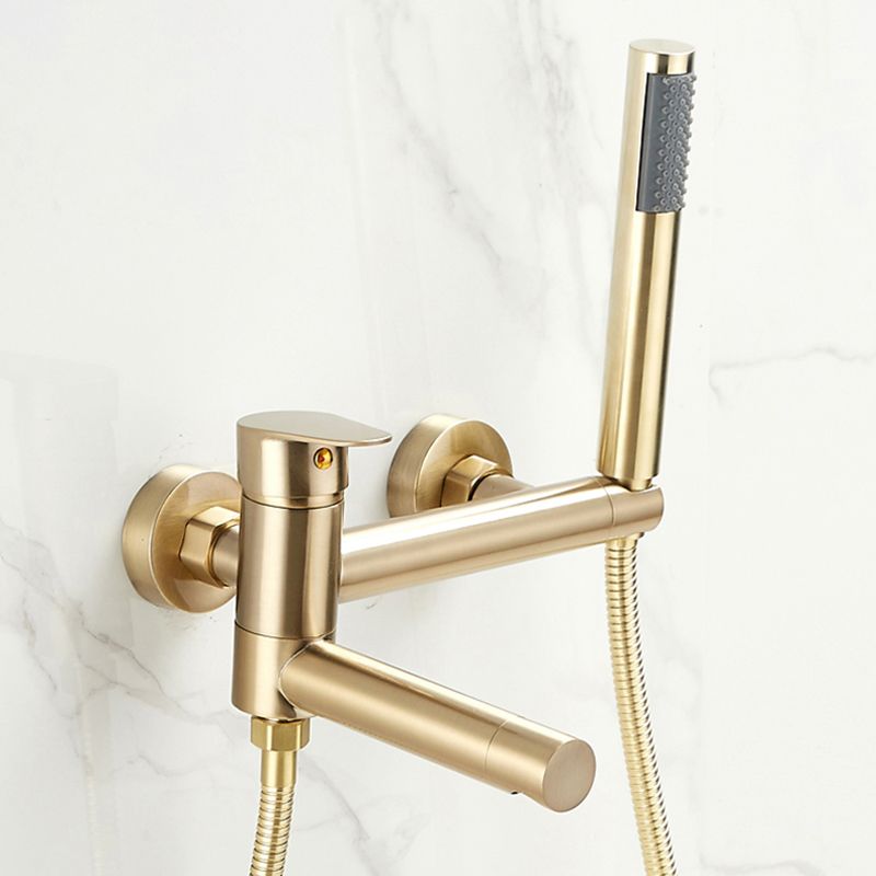 Contemporary Wall Mounted Tub Filler Single Handle Metal Faucet