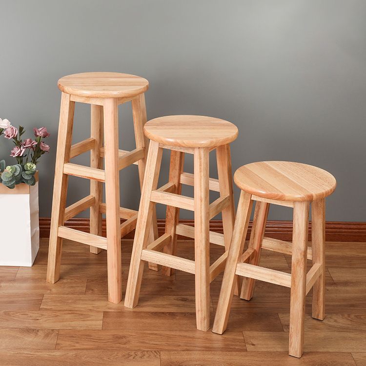 Solid Wood Bar Stool Backless Armless Counter Stool for Dining Room