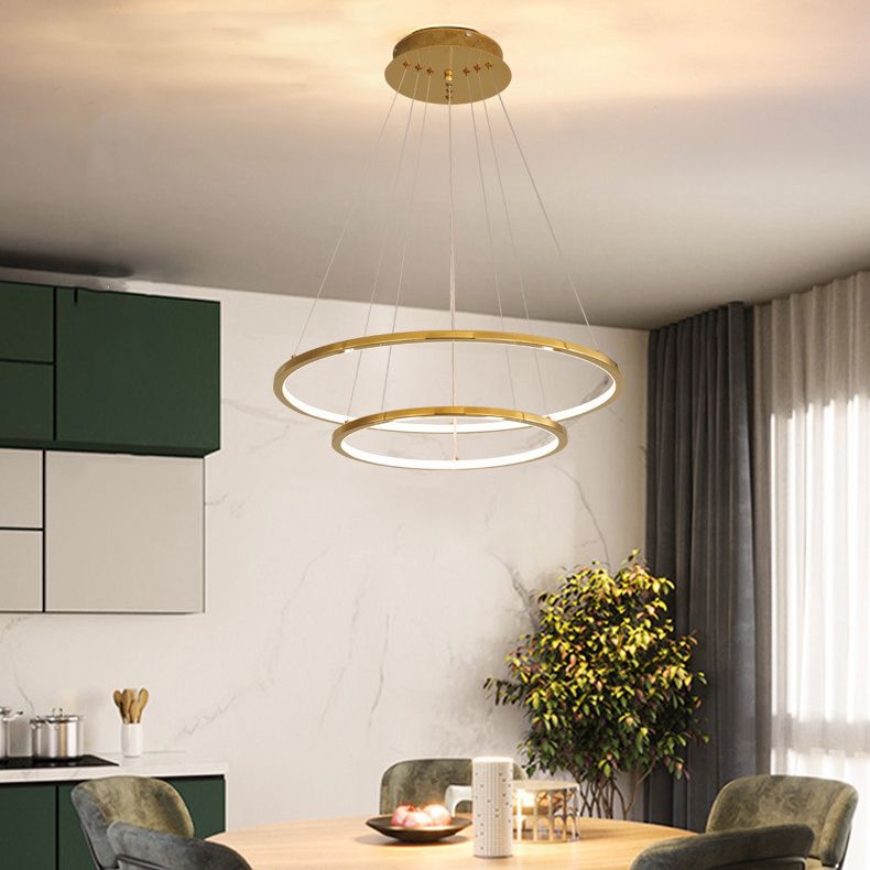 Modern Metal Chandelier Multi-Layer Circle Chandelier Pendant Lamps in Gold for Living Room