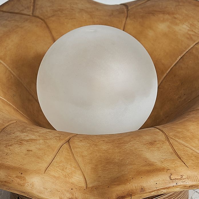 Modern Globe Flush Light Fixture Wood 1 Light Flush Mount Ceiling Fixture in Brown