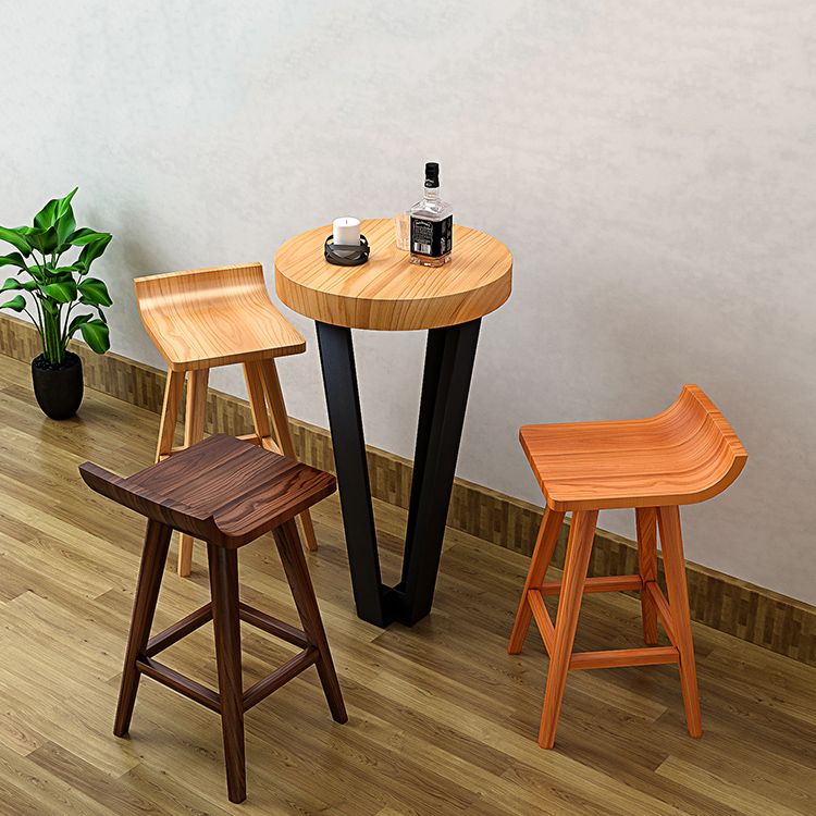 Modern Armless Backrest Counter Stool Wood Cafe Bar Stool with Seat and Pedal