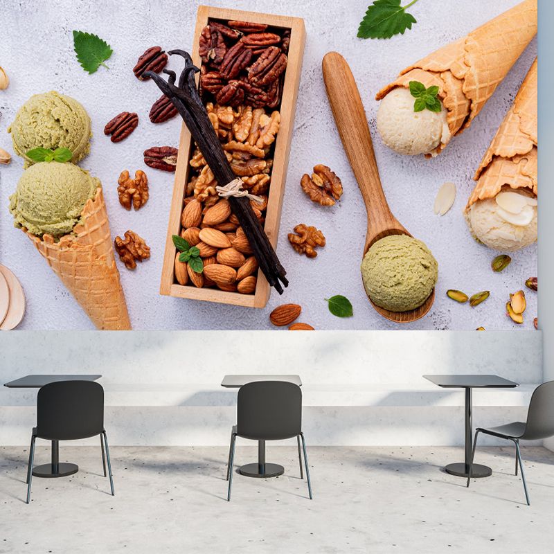 Customized Ice Cream Pattern Mural Wallpaper Mildew Resistant Commerce Shop