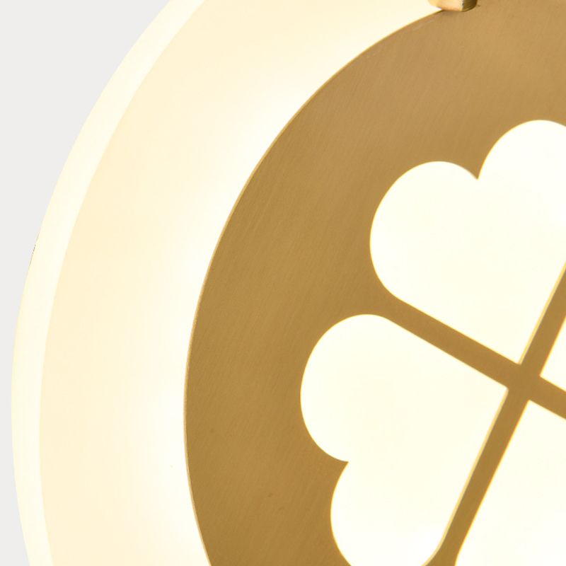 Círculo de metal Luz de luz Tradición Sala de estar LED ILUMINACIÓN DE ILUMINACIÓN EN LATRA/NEGRO CON Patrón de trébol afortunado