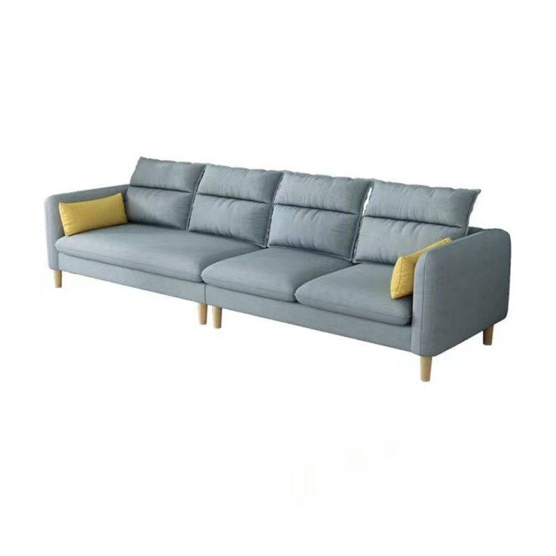 3/4 Seater 27.5"H Linen Solid Color Square Arm Sofa for Living Room