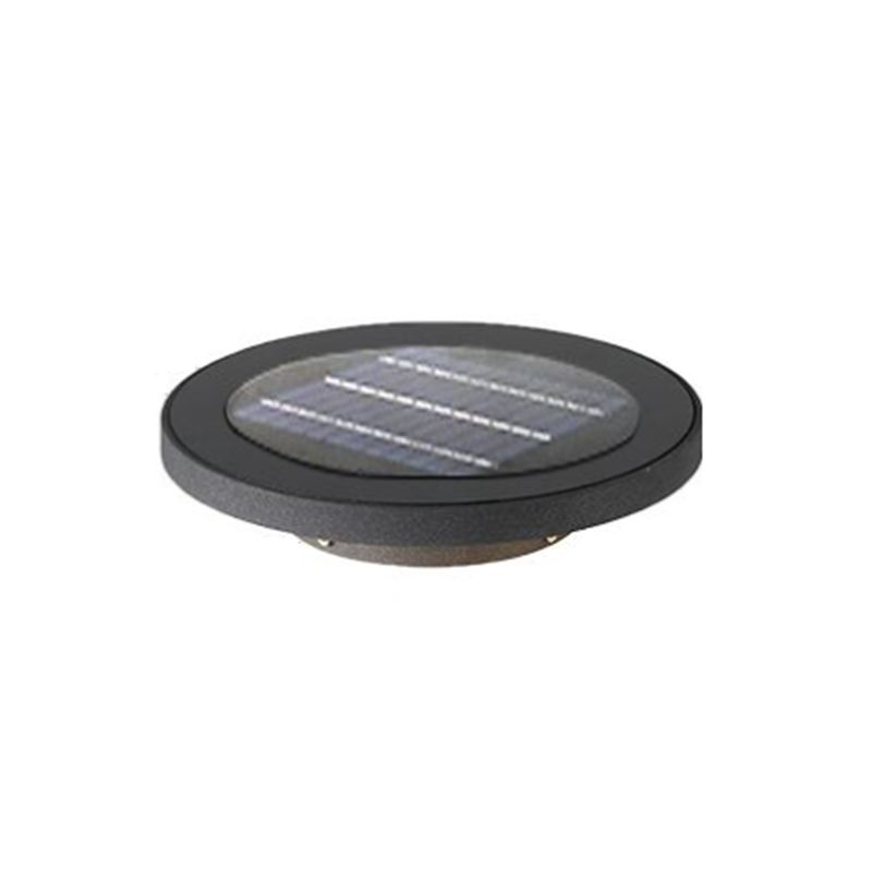 Round Solar Lawn Light Black Waterproof Light with Metal for Courtyard