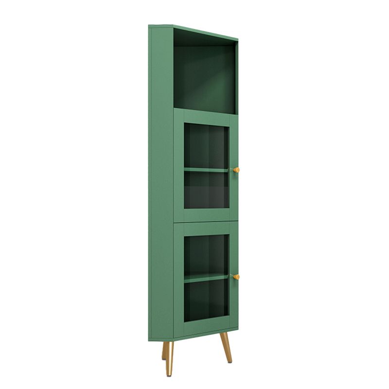 Wooden Storage Cabinet with 2 Glass Doors and Storage Shelf Modern