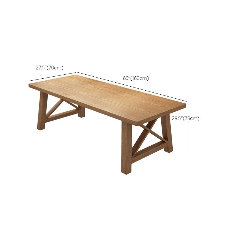 Glam Style Wood Dining Table Rectangle Table with Wood Legs for Kitchen