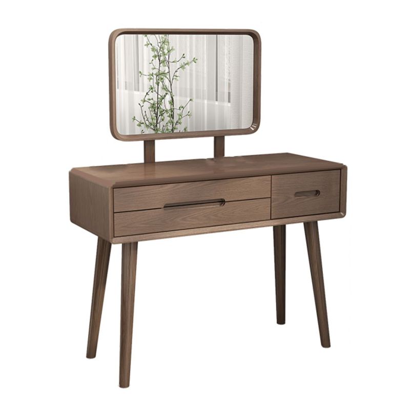 Traditional 3-Drawer Makeup Vanity Desk Solid Wood Vanity Dressing Table