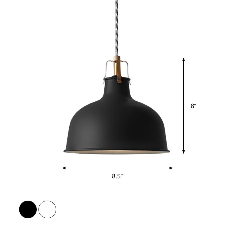 8.5"/13" Wide 1 Head Ceiling Pendant with Dome Shade Metallic Minimalism Living Room Pendant Ceiling Light in Black/White