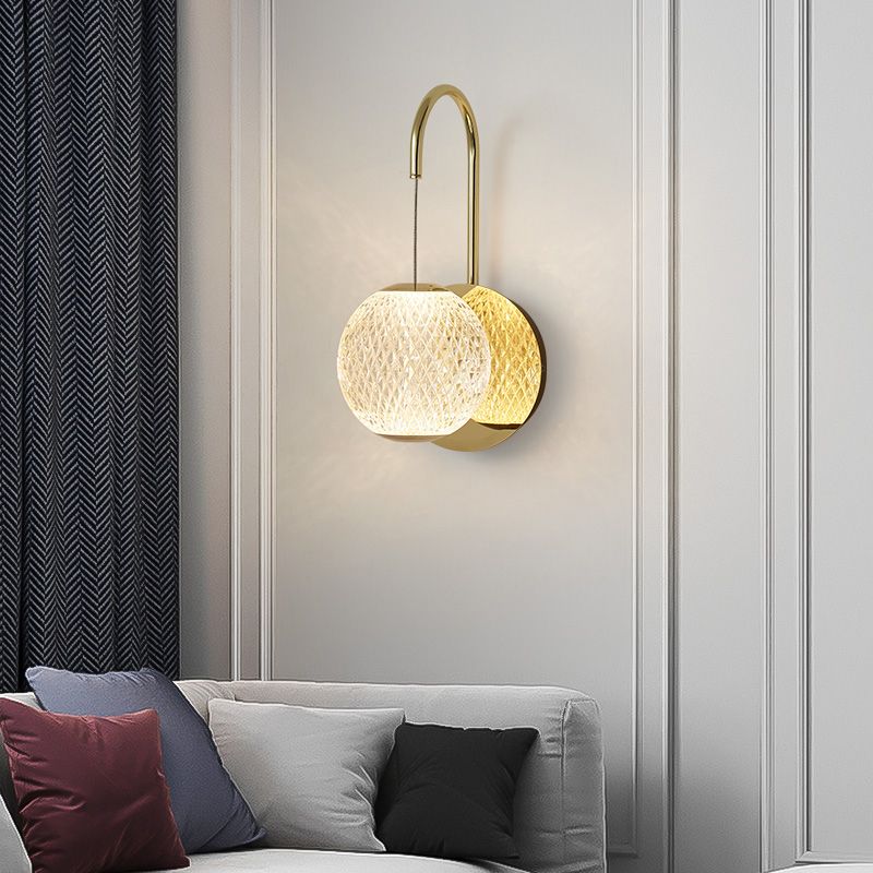 Ball Shade Metal Wall Sconce Modern Style Single Light Wall Mount Lighting in Gold