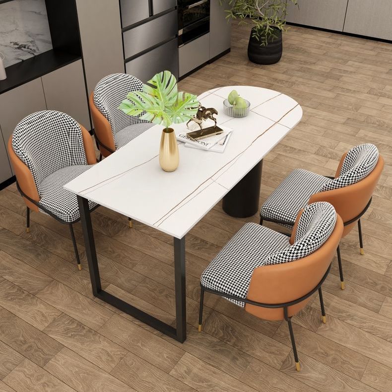 Free Form Sintered Stone Dining Table Modern Dining Table with Double Pedestal for Home