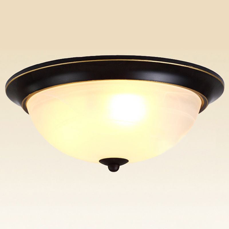 Bol Forme Lait Verre Verre Monter Modern Black Bedroom Ceiling Light Fixture