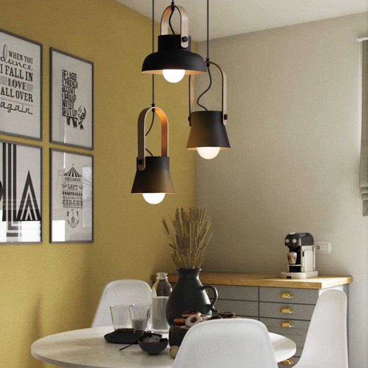 Wooden Handle Pendant Ceiling Light Simplicity Pendant Lighting Fixture for Dinning Room