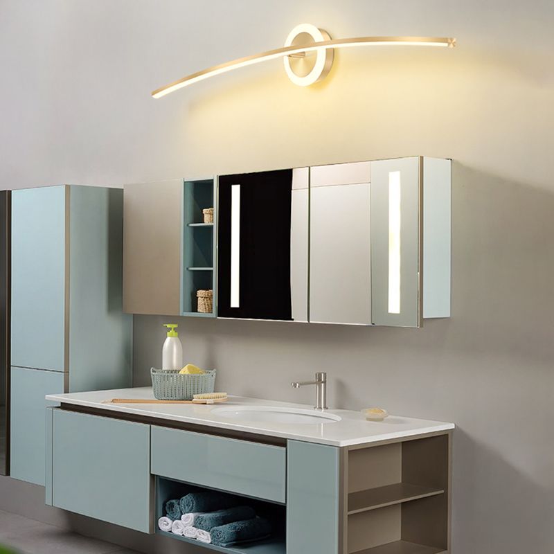 Linear Shape Metal Wall Light Modern Style 2 Lights Mirror Wall Mount Light